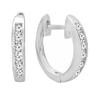 Bông tai Dazzling Rock Dazzlingrock Collection 0.36 Carat (Ctw) 14K Round Diamond Ladies Hoop Earrings 1/3 Ct