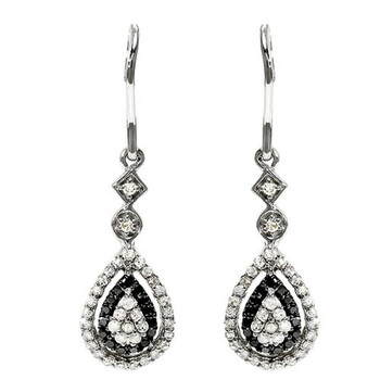 Dazzling Rock Dazzlingrock Collection 0.60 Carat (Ctw) Round Black & White Diamond Ladies Dangling Drop Earrings, Sterling Silver 1 Bông tai Dazzling Rock Dazzlingrock Collection 0.60 Carat (Ctw) Round Black & White Diamond Ladies Dangling Drop Earrings