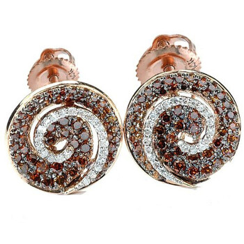 Bông tai Dazzling Rock Dazzlingrock Collection 1.75 Carat (Ctw) 14K Round Champagne And White Diamond Ladies Fine Stud Earrings 1 3/4 Ct
