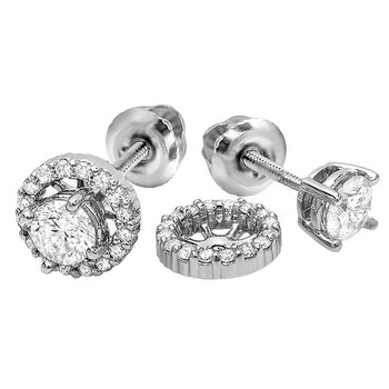Bông tai Dazzling Rock Dazzlingrock Collection 1.10 Carat (Ctw) 14K Round White Diamond Ladies Earrings With Removable Jackets