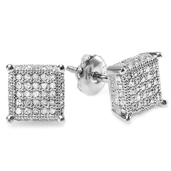 Dazzling Rock Dazzlingrock Collection 0.55 Carat (Ctw) Round Diamond Dice Shape Men'S Iced Stud Earrings 1/2 Ct, Sterling Silver 1 Bông tai Dazzling Rock Dazzlingrock Collection 0.55 Carat (Ctw) Round Diamond Dice Shape Men'S Iced Stud Earrings 1/2 Ct