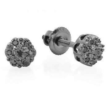 Bông tai Dazzling Rock Dazzlingrock Collection 0.07 Carat (Ctw) 10K Round Black Diamond Ladies Cluster Flower Stud Earrings