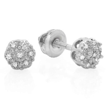 Bông tai Dazzling Rock Dazzlingrock Collection 0.06 Carat (Ctw) 10K Round White Diamond Ladies Cluster Flower Stud Earrings