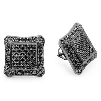 Dazzling Rock Dazzlingrock Collection 0.18 Carat (Ctw) Round Black Diamond Micro Pave Setting Kite Shape Stud Earrings, Sterling Silver 2 Bông tai Dazzling Rock Dazzlingrock Collection 0.18 Carat (Ctw) Round Black Diamond Micro Pave Setting Kite Shape Stud Earrings