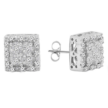 Dazzling Rock Dazzlingrock Collection 0.15 Carat (Ctw) Round White Diamond Ladies Square Shape Stud Earrings, Sterling Silver 1 Bông tai Dazzling Rock Dazzlingrock Collection 0.15 Carat (Ctw) Round White Diamond Ladies Square Shape Stud Earrings