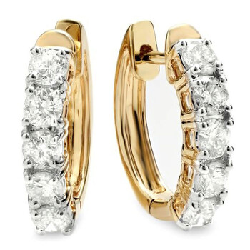 Bông tai Dazzling Rock Dazzlingrock Collection 1.00 Carat (Ctw) 10K Round White Diamond Ladies Huggies Hoop Earrings 1 Ct
