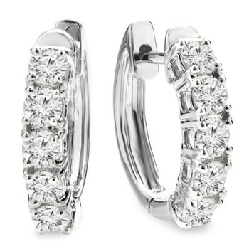 Dazzling Rock Dazzlingrock Collection 1.00 Carat (Ctw) 14K Round White Diamond Ladies Huggies Hoop Earrings 1 Ct, White Gold 2 Bông tai Dazzling Rock Dazzlingrock Collection 1.00 Carat (Ctw) 14K Round White Diamond Ladies Huggies Hoop Earrings 1 Ct