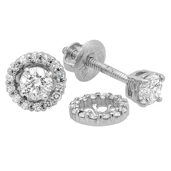 Dazzling Rock Dazzlingrock Collection 0.45 Carat (Ctw) 14K Round Diamond Ladies Stud Earrings With Removable Jackets 1/2 Ct, White Gold 2 Bông tai Dazzling Rock Dazzlingrock Collection 0.45 Carat (Ctw) 14K Round Diamond Ladies Stud Earrings With Removable Jackets 1/2 Ct