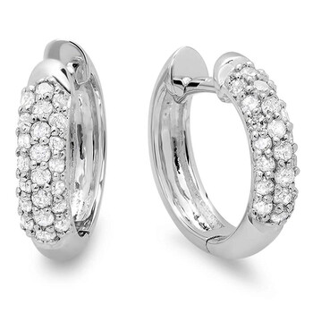 Dazzling Rock Dazzlingrock Collection 0.30 Carat (Ctw) 18K Round Diamond Ladies Pave Set Huggies Hoop Earrings 1/3 Ct, White Gold 1 Bông tai Dazzling Rock Dazzlingrock Collection 0.30 Carat (Ctw) 18K Round Diamond Ladies Pave Set Huggies Hoop Earrings 1/3 Ct