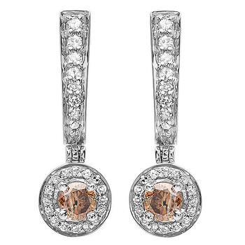 Bông tai Dazzling Rock Dazzlingrock Collection 0.50 Carat (Ctw) 18K Champagne & White Diamond Ladies Dangling Drop Earrings 1/2 Ct
