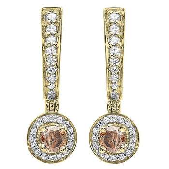 Bông tai Dazzling Rock Dazzlingrock Collection 0.50 Carat (Ctw) 18K Champagne & White Diamond Ladies Dangling Drop Earrings 1/2 Ct