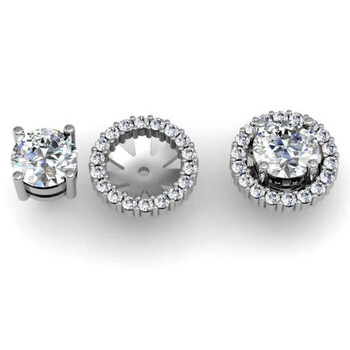 Bông tai Dazzling Rock Dazzlingrock Collection 0.85 Carat (Ctw) 14K Round White Diamond Cluster Style Removable Jackets For Stud Earrings