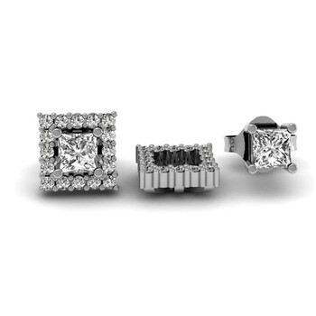 Bông tai Dazzling Rock Dazzlingrock Collection 0.45 Carat (Ctw) 14K White Diamond Square Shape Removable Jackets For Stud Earrings 1/2 Ct