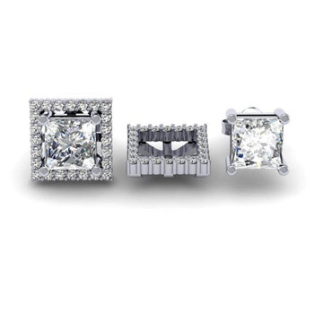 Dazzling Rock Dazzlingrock Collection 0.40 Carat (Ctw) 14K Round White Diamond Square Shape Removable Jackets For Stud Earrings, White Gold 2 Bông tai Dazzling Rock Dazzlingrock Collection 0.40 Carat (Ctw) 14K Round White Diamond Square Shape Removable Jackets For Stud Earrings
