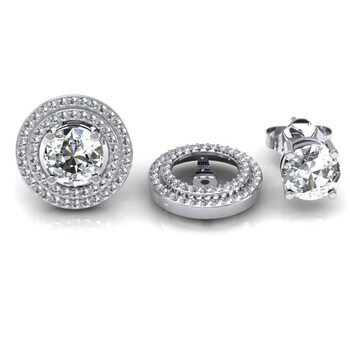 Dazzling Rock Dazzlingrock Collection 0.85 Carat (Ctw) 14K White Diamond Round Shape Double Row Removable Jackets For Stud Earrings, White Gold 1 Bông tai Dazzling Rock Dazzlingrock Collection 0.85 Carat (Ctw) 14K White Diamond Round Shape Double Row Removable Jackets For Stud Earrings