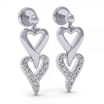 Dazzling Rock Dazzlingrock Collection 0.25 Carat (Ctw) Round White Diamond Ladies Double Heart Dangling Drop Earrings 1/4 Ct, Sterling Silver 2 Bông tai Dazzling Rock Dazzlingrock Collection 0.25 Carat (Ctw) Round White Diamond Ladies Double Heart Dangling Drop Earrings 1/4 Ct