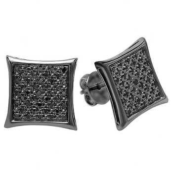 Bông tai Dazzling Rock Dazzlingrock Collection 0.23 Carat (Ctw) Black Plated Black Diamond Men'S Micro Pave Stud Earrings