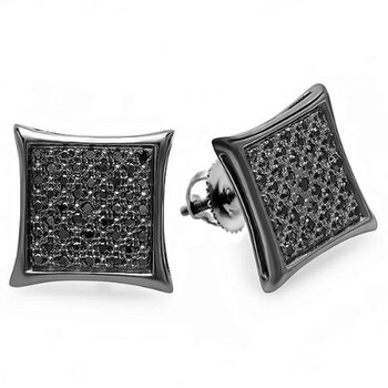 Bông tai Dazzling Rock Dazzlingrock Collection 0.23 Carat (Ctw) Black Plated Black Diamond Men'S Micro Pave Stud Earrings
