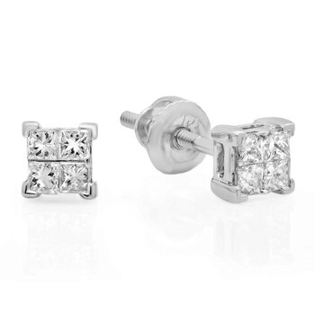 Dazzling Rock Dazzlingrock Collection 0.33 Carat (Ctw) 14K Princess Diamond Ladies Invisible Stud Earrings 1/3 Ct, White Gold 2 Bông tai Dazzling Rock Dazzlingrock Collection 0.33 Carat (Ctw) 14K Princess Diamond Ladies Invisible Stud Earrings 1/3 Ct