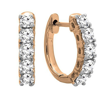 Bông tai Dazzling Rock Dazzlingrock Collection 0.50 Carat (Ctw) 10K Real Round Cut White Diamond Ladies Huggies Hoop Earrings