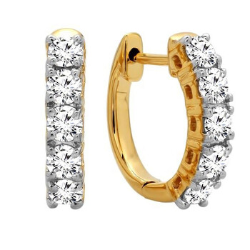 Dazzling Rock Dazzlingrock Collection 0.50 Carat (Ctw) 14K Real Round Cut White Diamond Ladies Huggies Hoop Earrings, Yellow Gold 2 Bông tai Dazzling Rock Dazzlingrock Collection 0.50 Carat (Ctw) 14K Real Round Cut White Diamond Ladies Huggies Hoop Earrings