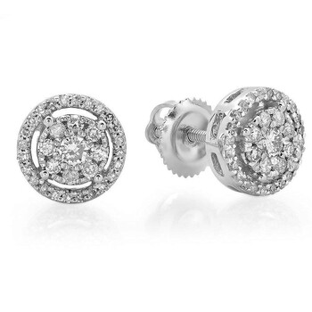 Bông tai Dazzling Rock Dazzlingrock Collection 0.45 Carat (Ctw) 14K Round White Diamond Ladies Cluster Flower Stud Earrings 1/2 Ct