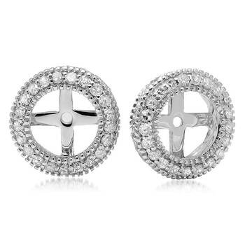 Dazzling Rock Dazzlingrock Collection 0.55 Carat (Ctw) 14K Round Cut Diamond Millgrain Removable Jackets For Stud Earrings 1/2 Ct, White Gold 2 Bông tai Dazzling Rock Dazzlingrock Collection 0.55 Carat (Ctw) 14K Round Cut Diamond Millgrain Removable Jackets For Stud Earrings 1/2 Ct