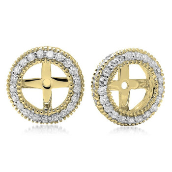 Bông tai Dazzling Rock Dazzlingrock Collection 0.55 Carat (Ctw) 14K Round Cut Diamond Millgrain Removable Jackets For Stud Earrings 1/2 Ct
