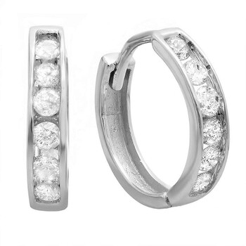 Dazzling Rock Dazzlingrock Collection 0.30 Carat (Ctw) 10K Round Diamond Ladies Men'S Unisex Huggie Hoop Earrings 1/3 Ct, White Gold 1 Bông tai Dazzling Rock Dazzlingrock Collection 0.30 Carat (Ctw) 10K Round Diamond Ladies Men'S Unisex Huggie Hoop Earrings 1/3 Ct