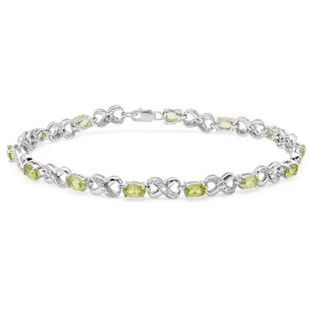 Dazzling Rock Dazzlingrock Collection Real Oval Cut Peridot & Round Cut White Diamond Ladies Infinity Link Tennis Bracelet, Sterling Silver 2 Vòng tay Dazzling Rock Dazzlingrock Collection Real Oval Cut Peridot & Round Cut White Diamond Ladies Infinity Link Tennis Bracelet