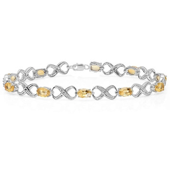 Vòng tay Dazzling Rock Dazzlingrock Collection Real Oval Cut Citrine & Round Cut White Diamond Infinity Link Bracelet