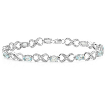 Dazzling Rock Dazzlingrock Collection Real Oval Cut Blue Topaz & Round White Diamond Infinity Link Bracelet, Sterling Silver 2 Vòng tay Dazzling Rock Dazzlingrock Collection Real Oval Cut Blue Topaz & Round White Diamond Infinity Link Bracelet