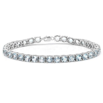 Vòng tay Dazzling Rock Dazzlingrock Collection 10.00 Carat (Ctw) Real Round Cut Aquamarine Ladies Tennis Bracelet