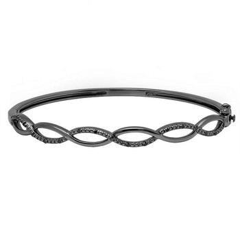 Vòng tay Dazzling Rock Dazzlingrock Collection 0.10 Carat (Ctw) Black Rhodium Plated Black Diamond Ladies Swirl Bangle Bracelet 1/10 Ct