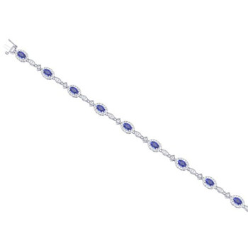 Vòng tay Dazzling Rock Dazzlingrock Collection Real Oval Cut Blue Sapphire & Round Cut White Diamond Ladies Link Bracelet
