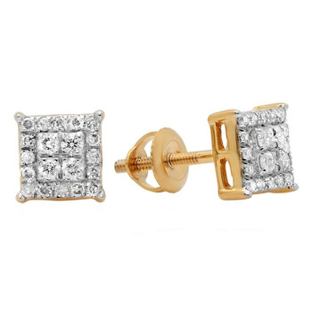 Dazzling Rock Dazzlingrock Collection 0.30 Carat (Ctw) 10K Round White Diamond Ladies Square Shape Stud Earrings 1/3 Ct, Yellow Gold 2 Bông tai Dazzling Rock Dazzlingrock Collection 0.30 Carat (Ctw) 10K Round White Diamond Ladies Square Shape Stud Earrings 1/3 Ct