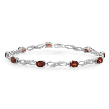 Vòng tay Dazzling Rock Dazzlingrock Collection Real Oval Cut Genuine Garnet & Round White Diamond Ladies Link Bracelet