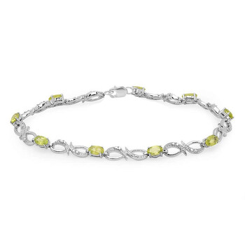 Dazzling Rock Dazzlingrock Collection Real Oval Cut Genuine Peridot & Round Diamond Ladies Link Bracelet, Sterling Silver 1 Vòng tay Dazzling Rock Dazzlingrock Collection Real Oval Cut Genuine Peridot & Round Diamond Ladies Link Bracelet