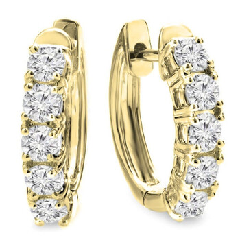 Bông tai Dazzling Rock Dazzlingrock Collection 1.00 Carat (Ctw) 18K Round White Diamond Ladies Huggies Hoop Earrings 1 Ct