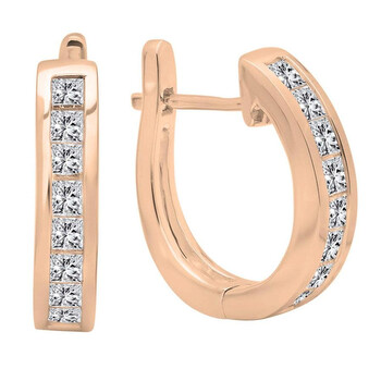 Bông tai Dazzling Rock Dazzlingrock Collection 1.00 Carat (Ctw) 14K Princess Diamond Ladies Hoop Earrings 1 Ct