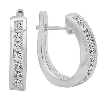 Bông tai Dazzling Rock Dazzlingrock Collection 1.00 Carat (Ctw) 14K Princess Diamond Ladies Hoop Earrings 1 Ct