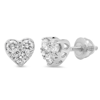 Dazzling Rock Dazzlingrock Collection 0.40 Carat (Ctw) 10K Round Cut Diamond Ladies Heart Shape Stud Earrings, White Gold 1 Bông tai Dazzling Rock Dazzlingrock Collection 0.40 Carat (Ctw) 10K Round Cut Diamond Ladies Heart Shape Stud Earrings