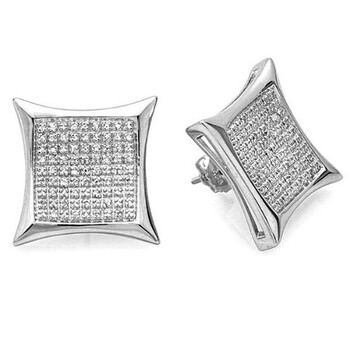 Dazzling Rock Dazzlingrock Collection 0.55 Carat (Ctw) Round Diamond Kite Shape Men'S Micro Pave Stud Earrings 1/2 Ct, Sterling Silver 2 Bông tai Dazzling Rock Dazzlingrock Collection 0.55 Carat (Ctw) Round Diamond Kite Shape Men'S Micro Pave Stud Earrings 1/2 Ct