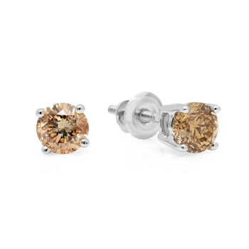 Bông tai Dazzling Rock Dazzlingrock Collection 0.33 Carat (Ctw) 14K Round Champagne Diamond Ladies Stud Earrings 1/3 Ct