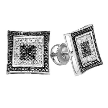 Bông tai Dazzling Rock Dazzlingrock Collection 0.12 Carat (Ctw) 10K Round White & Black Diamond Micro Pave Setting Kite Shape Stud Earrings
