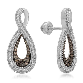 Bông tai Dazzling Rock Dazzlingrock Collection 0.45 Carat (Ctw) Champagne & White Diamond Ladies Infinity Loop Drop Earrings 1/2 Ct