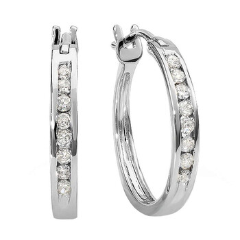 Dazzling Rock Dazzlingrock Collection 0.18 Carat (Ctw) 14K Round White Diamond Ladies Fine Hoop Earrings, White Gold 1 Bông tai Dazzling Rock Dazzlingrock Collection 0.18 Carat (Ctw) 14K Round White Diamond Ladies Fine Hoop Earrings