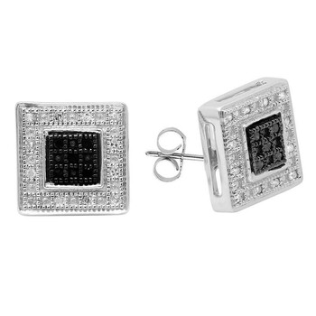 Dazzling Rock Dazzlingrock Collection 0.15 Carat (Ctw) Round White & Black Diamond Micro Pave Kite Shape Stud Earrings, Sterling Silver 1 Bông tai Dazzling Rock Dazzlingrock Collection 0.15 Carat (Ctw) Round White & Black Diamond Micro Pave Kite Shape Stud Earrings
