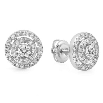Bông tai Dazzling Rock Dazzlingrock Collection 0.70 Carat (Ctw) 14K Round Cut White Diamond Ladies Circle Halo Stud Earrings 3/4 Ct