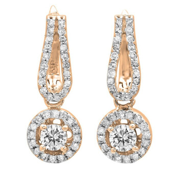 Dazzling Rock Dazzlingrock Collection 0.60 Carat (Ctw) 14K Round White Diamond Ladies Halo Style Dangling Drop Earrings, Rose Gold 1 Bông tai Dazzling Rock Dazzlingrock Collection 0.60 Carat (Ctw) 14K Round White Diamond Ladies Halo Style Dangling Drop Earrings